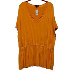Lane Bryant Ruched Knit Top Blouse Orange NEW Size 22/24